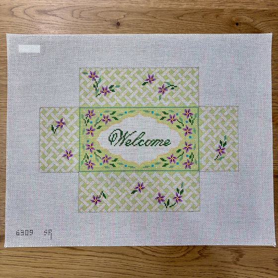 Violet Trellis, "Welcome", Brick Cover - 13 mesh