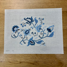  Crewel Floral, Blues, Brick Cover - 13 mesh