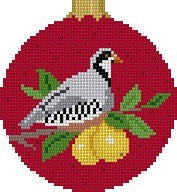  Partridge in a Pear Tree in Red, 3.25" Round - 18 mesh