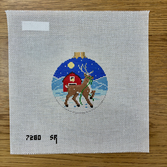 Reindeer and Barn, 3.25" Round