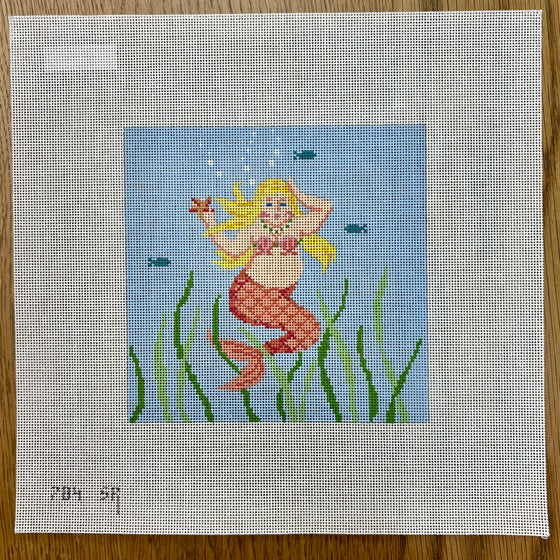 Chubby Mermaid, 6" Square - 18 mesh