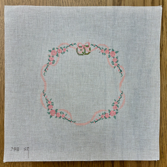 Ribbon, Roses and Rings, 7" Square - 18 mesh