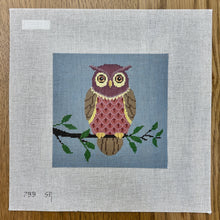  Owl On Tree Branch, 6" Square - 18 mesh