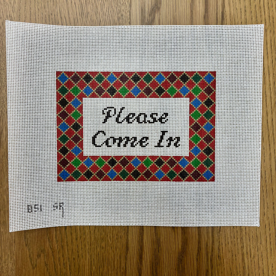 "Welcome" Harlequin, Sign - 13 mesh