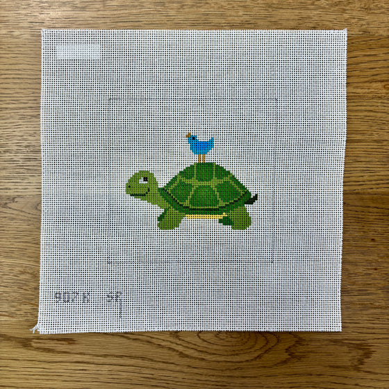 Turtle with Bird, 6" Square - 13 mesh