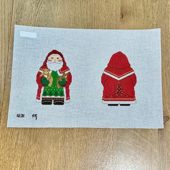 Tree Coat Santa with Teddies, 2 Sided - 18 mesh