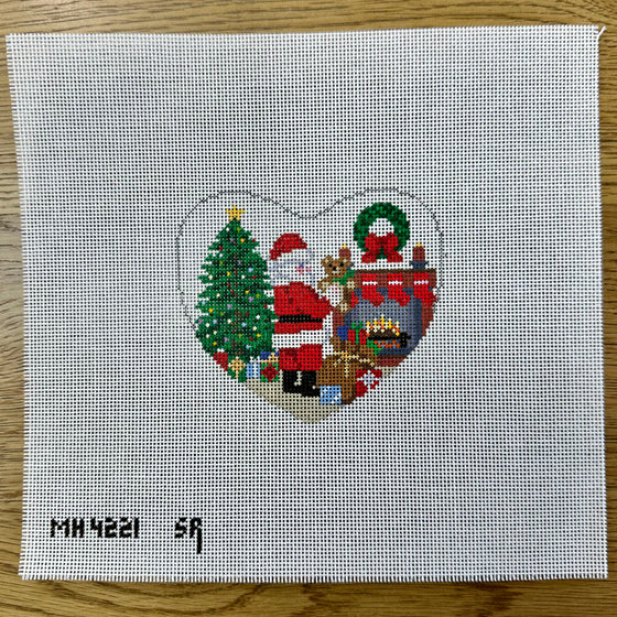 Santa with Teddy, Heart, Ornament