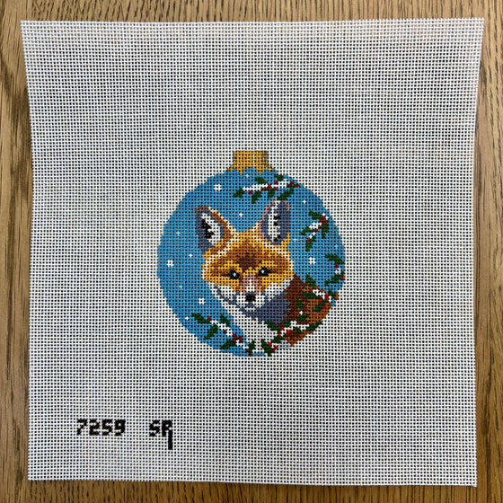 Baby Fox in Holly, 3.25" Round