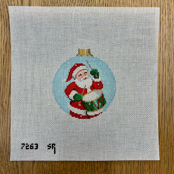 Santa Drumming, 3.25" Round