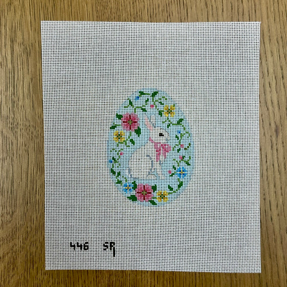 Bunny In Flower Vine, 4" Egg - 18 mesh