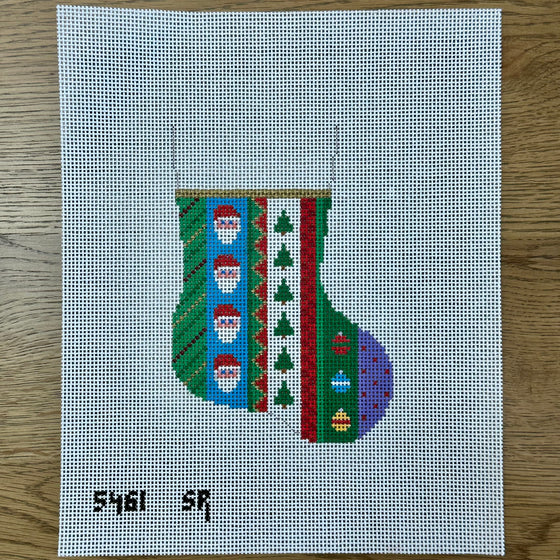 Santa, Vertical, Stripe, Mini Stocking
