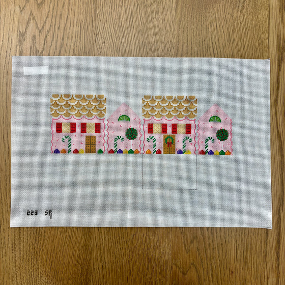 Pink Peppermint and Candy Canes, 3D Gingerbread House - 18 mesh