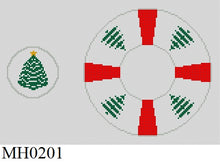  Christmas Trees, Circle Dangler Ornament - 18 mesh