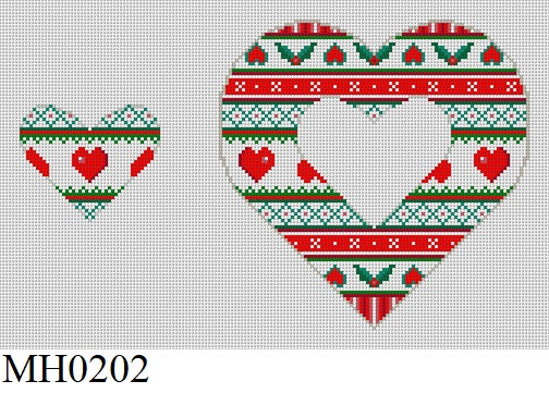 Heart Ribbons, Heart Dangler Ornament - 18 mesh