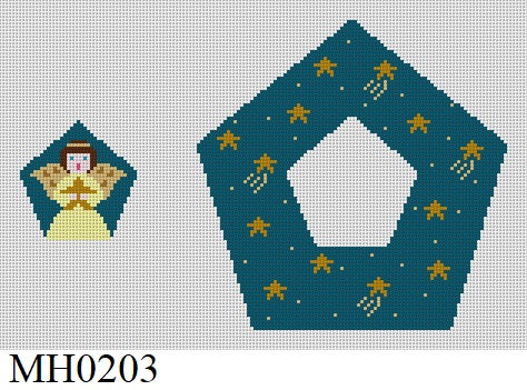 Angel and Stars, Pentagon Dangler Ornament - 18 mesh