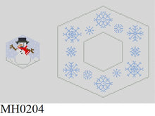  Frosty and Snowflakes, Hexagon Dangler Ornament - 18 mesh