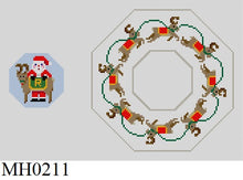  Santa and Reindeer, Octagon Dangler Ornament - 18 mesh