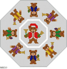  Jingle Bears, Octagon Dangler Ornament - 18 mesh