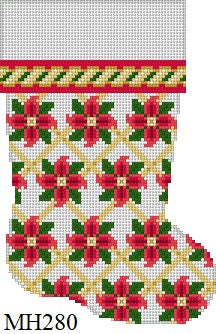 Red Flower Trellis, Mini Boot - 18 mesh