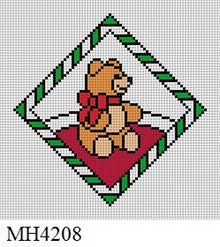  Stained Glass,  Red Bow Teddy, Ornament