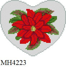 Poinsettia, Heart, Ornament