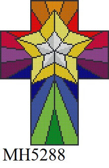  Stained Glass Star, Cross - 18 mesh