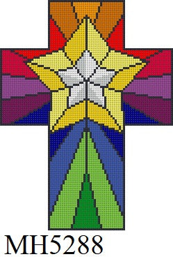 Stained Glass Star, Cross - 18 mesh