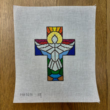  Stained Glass Dove, Cross - 18 mesh
