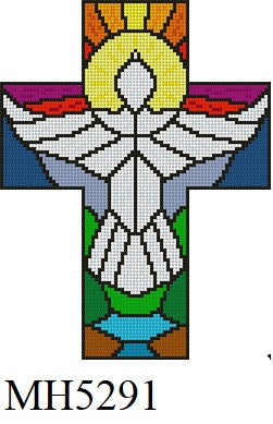 Stained Glass Dove, Cross - 18 mesh