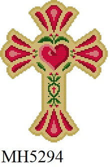  Scalloped Heart, Cross - 18 mesh