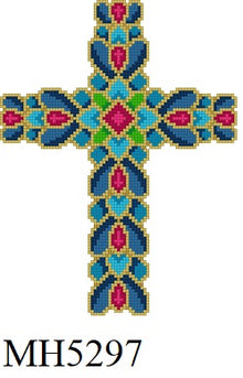  Jeweled Peacock, Cross - 18 mesh