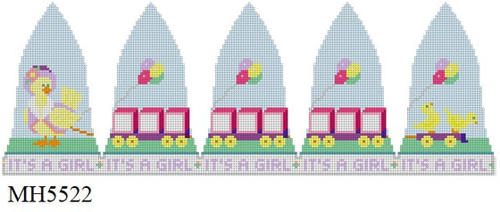 It's A Girl Chick Wagons, 3D Bell - 18 mesh