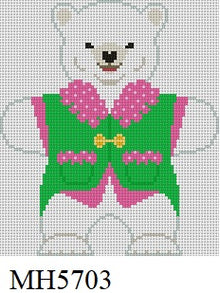  Polar Bear Pink Green Vest, Ornament