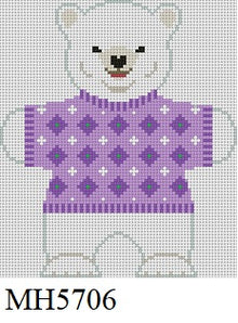  Polar Bear, Purple Diamonds, Ornament