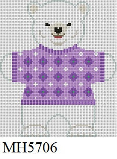 Polar Bear, Purple Diamonds, Ornament