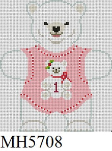  Polar Bear Baby's 1st, Pink, Ornament