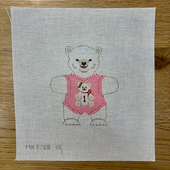 Polar Bear Baby's 1st, Pink, Ornament