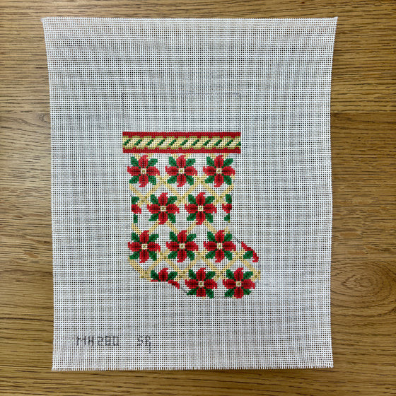 Red Flower Trellis, Mini Boot - 18 mesh