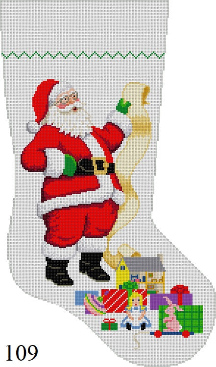 Santa With List - Girl Toys, Stocking