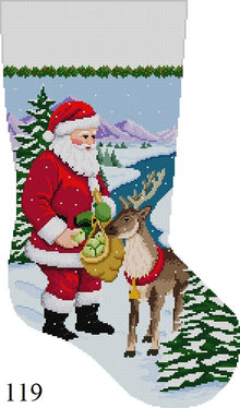 Santa Feeding Apples To Reindeer, Stocking