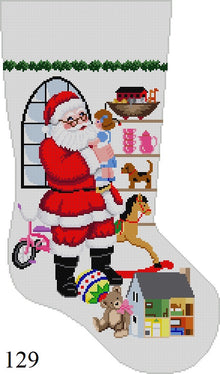  Standing Santa In Front Of Window, Girl, Stocking
