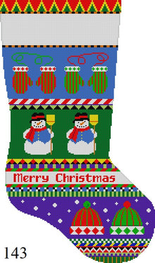  Bold Stripe, Snowman, Hats and Mittens, Stocking