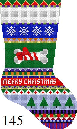  Bold Stripe Dog Bone, 14" Midi Stocking