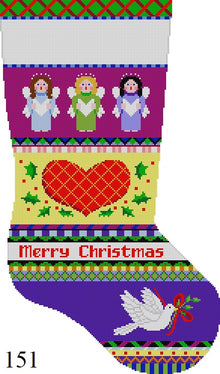  Bold Stripe Angel, Heart and Dove, Stocking