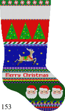 Bold Stripe, Reindeer In Stars, Santa Face, Stocking