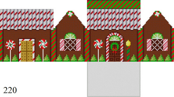 Stitch Guide - Chocolate and Peppermint Sticks, 3D Gingerbread House - 18 mesh