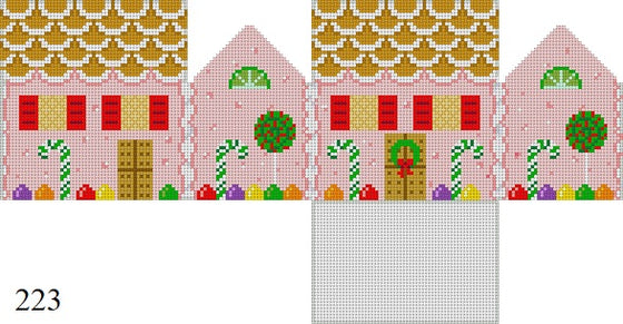Pink Peppermint and Candy Canes, 3D Gingerbread House - 18 mesh