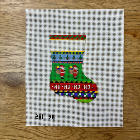 Bold Stripe Santas, Mini Stocking