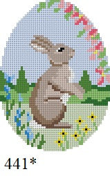  Rabbit In Flowers, 4" Egg - 18 mesh