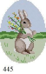  Bunny with Flowers, 4" Egg - 18 mesh